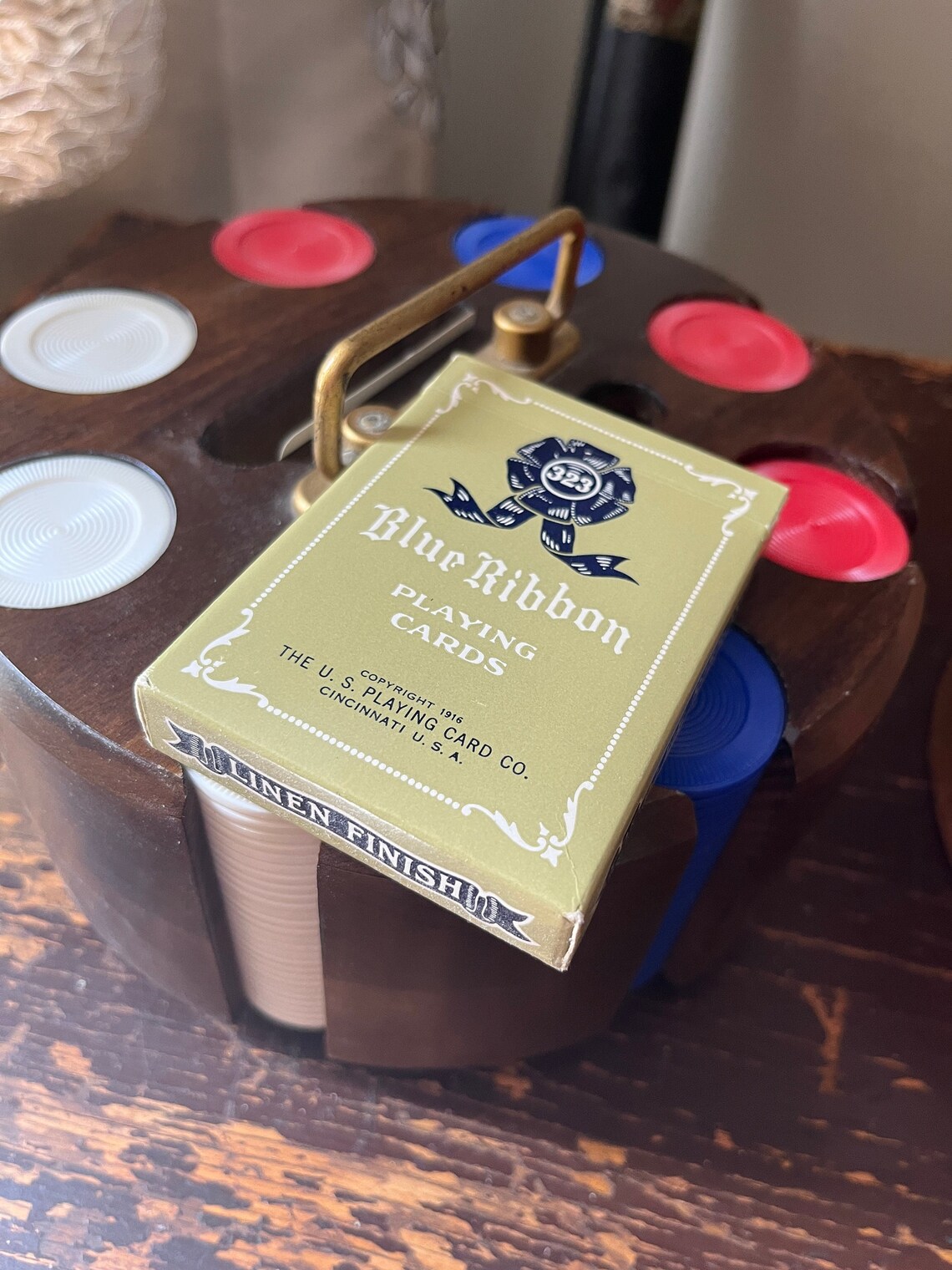 Vintage Drueke Poker Chip Carousel and Playing Cards Etsy