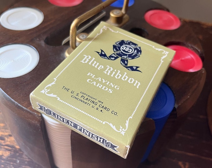 Vintage Drueke Poker Chip Carousel and Playing Cards Etsy