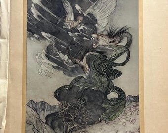 The Chimera, Color Book Plate From A Wonder Book, by Nathaniel Hawthorne, Illustrated by Artist Arthur Rackham, 1922