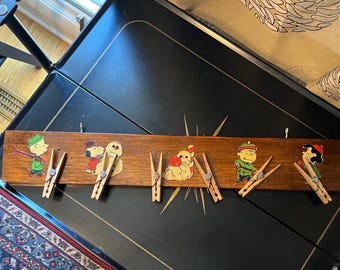 Vintage Children's Wall Rack, Peanuts Characters, Handmade, 1960s or 70s