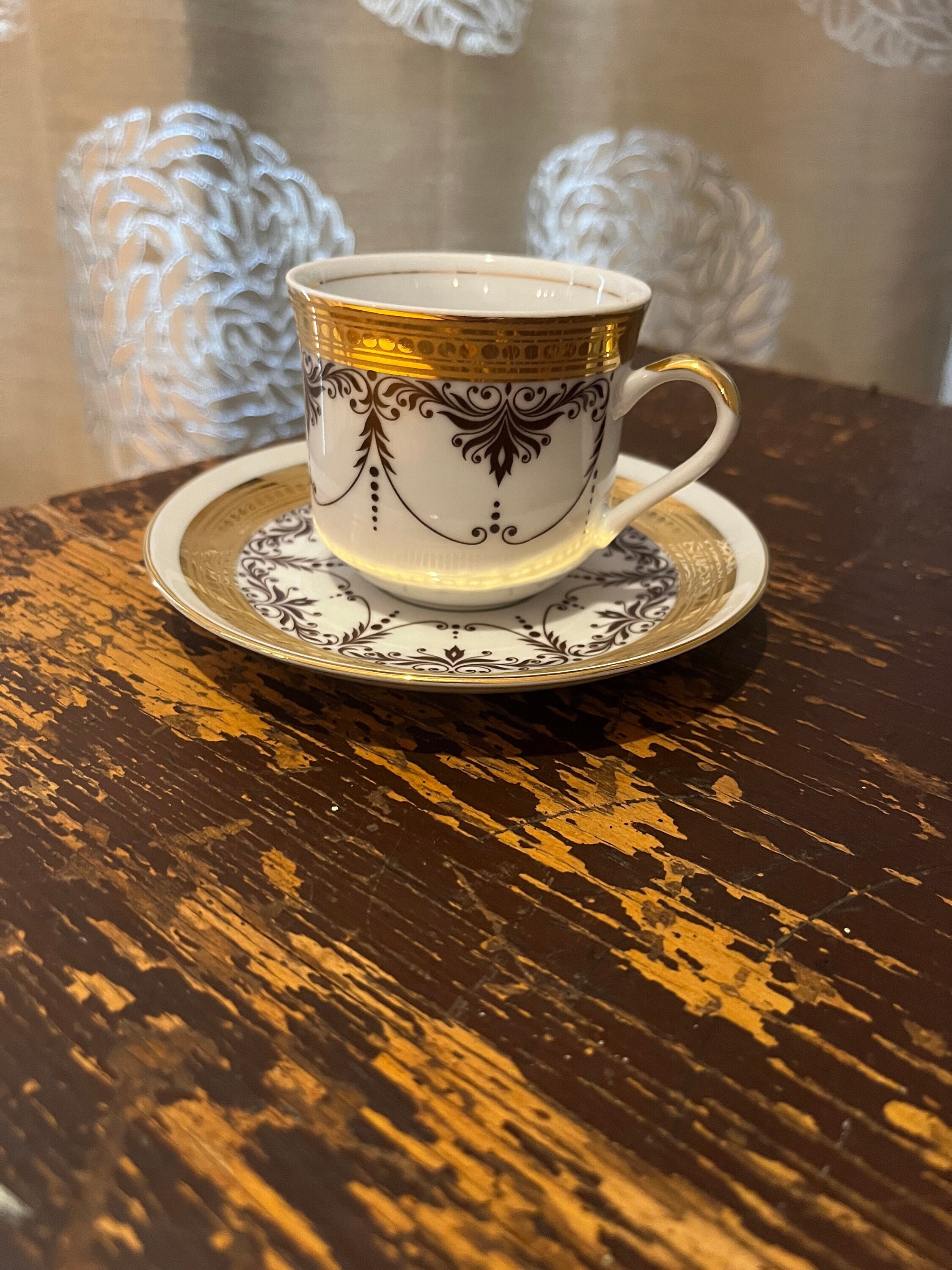 Set of 6 Vintage Bohemia Made in Czechoslovakia Tea Cups and Set of 6 Vintage Bohemia Made in Czechoslovakia Tea Cups and