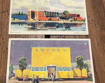 2 Vintage Postcards from A Century of Progress, Chicago World's Fair, 1933