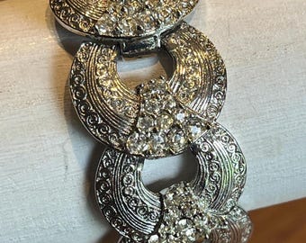 Vintage Rhinestone Art Deco Hobé Fancy Dress Costume Bracelet