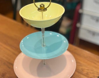 Vintage Mid Century 3-Tiered Serving Tray