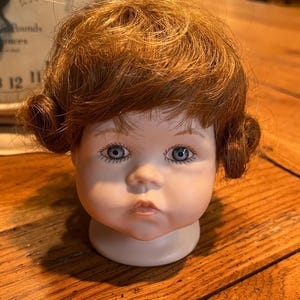 Vintage Bisque Ceramic Doll Head, Signed Joyce Wolf