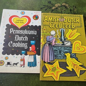 Vintage Set of 2 Pennsylvania Dutch and Amish Dutch Recipe Books, 1980s