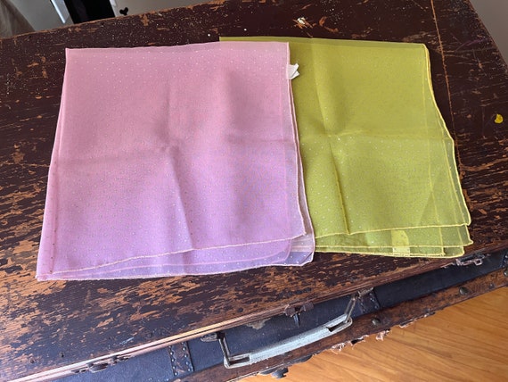 2 Vintage Scarves in Pink and Chartreuse - image 2