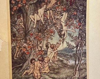 There Was No Danger, No Trouble, Color Book Plate From A Wonder Book, by Nathaniel Hawthorne, Illustrated by Artist Arthur Rackham, 1922