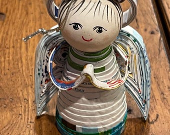Vintage Handmade Quilled Rolled Paper Angel Ornament
