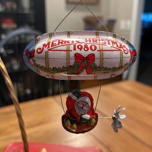 Vintage Santa&#39;s Flight Ornament, Hallmark, Dated 1980