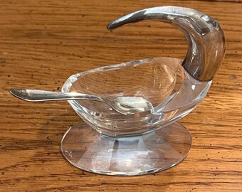 Vintage Crystal and Silver Salt Cellar With Spoon, Germany