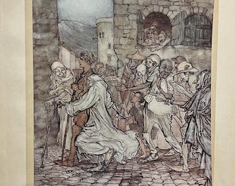 As Perseus Walked Along, Book Plate From A Wonder Book, by Nathaniel Hawthorne, Illustrated by Artist Arthur Rackham, 1922