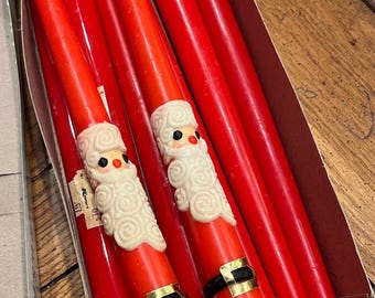 Vintage Set of (2) Red Santa 12-Inch Taper Candles