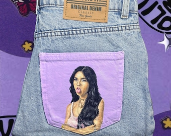 OLIVIA RODRIGO SOUR Jeans • Custom Handpainted • You seem pretty sad for a girl in love, Guts, Sour album inspired