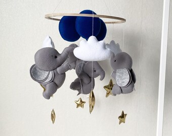 pink elephant cot mobile