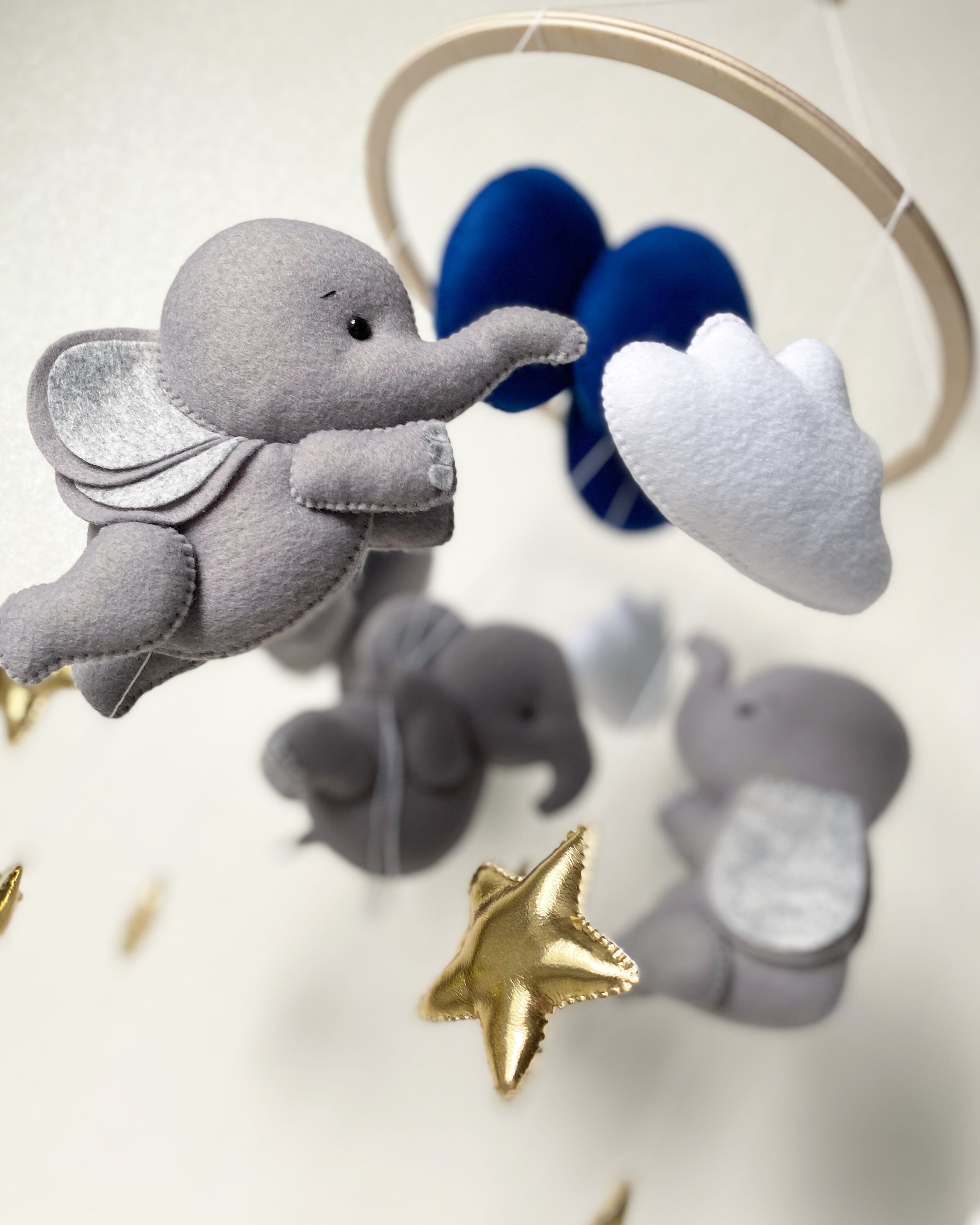 Elephant nursery decor Baby mobile boy and girl baby felt Etsy