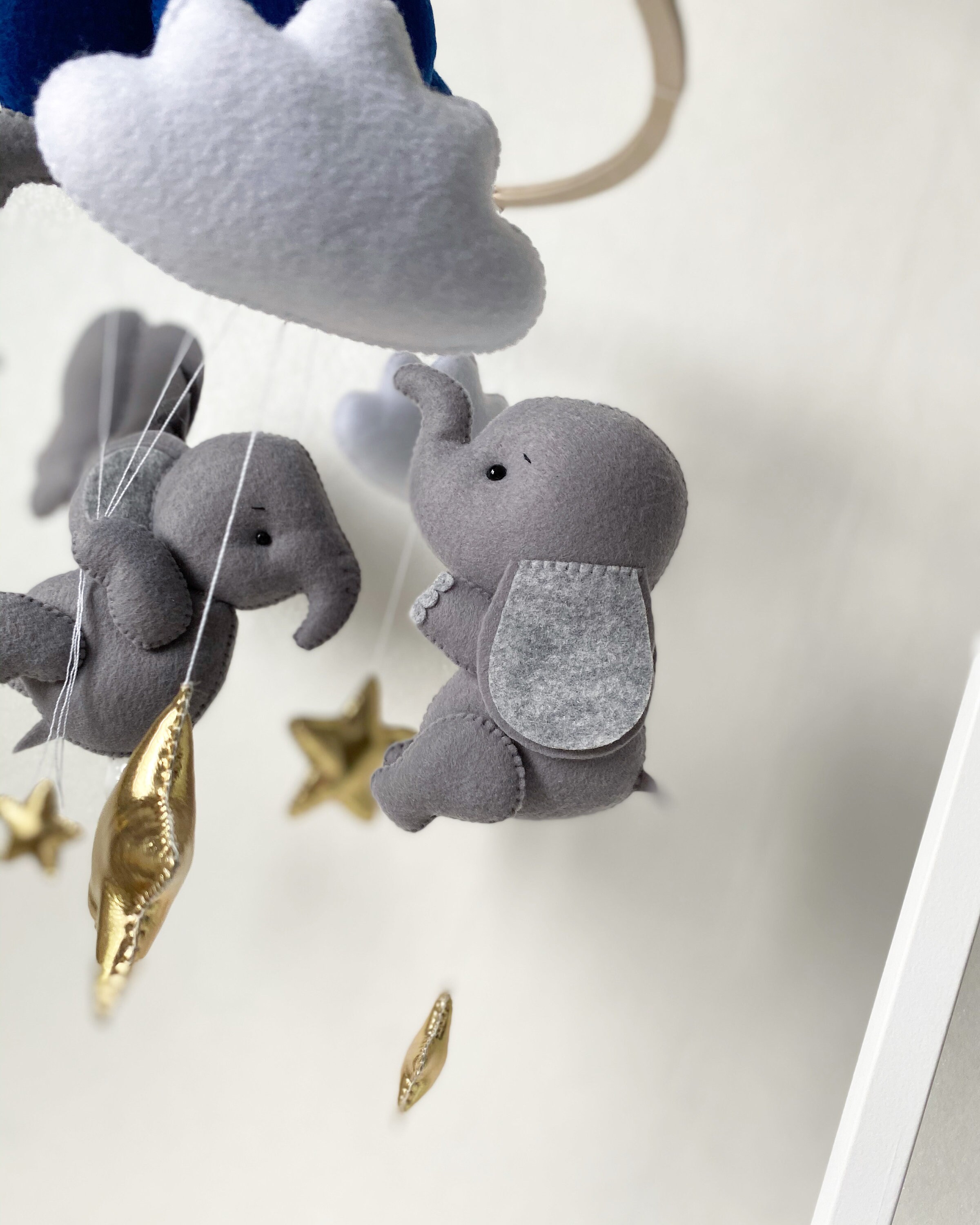 Elephant nursery decor Baby mobile boy and girl baby felt Etsy