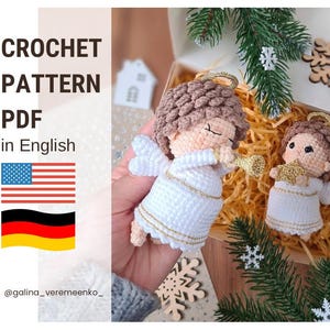 Crochet angel, Crochet pattern, Little angel, Christmas angel, Christmas tree decorations, Crochet Christmas. Christmas decorations