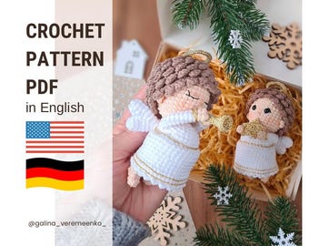 Crochet angel, Crochet pattern, Little angel, Christmas angel, Christmas tree decorations, Crochet Christmas. Christmas decorations