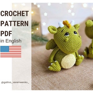 Crochet dragon pattern, pdf pattern, Dragon, Amigurumi PATTERN, Crochet dragon, Little dragon, Crochet toy, Amigurumi pattern