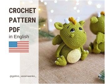Crochet dragon pattern, pdf pattern, Dragon, Amigurumi PATTERN, Crochet dragon, Little dragon, Crochet toy, Amigurumi pattern