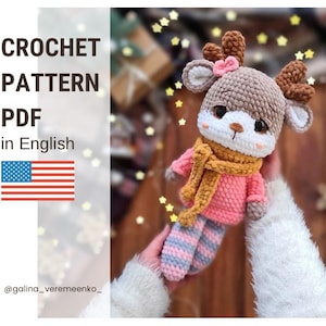 Crochet Christmas deer, crochet deer pattern, PDF in ENG, christmas deer, Crochet plush toys, Christmas toy, baby deer amigurumi, christmas