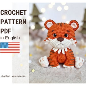 Crochet tiger. Crochet PATTERN tiger, Crochet animals pattern, Tutorial PDF in English, Crochet tiger amigurumi pattern. Crochet jungle