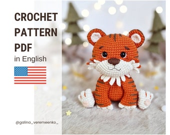 Crochet tiger. Crochet PATTERN tiger, Crochet animals pattern, Tutorial PDF in English, Crochet tiger amigurumi pattern. Crochet jungle