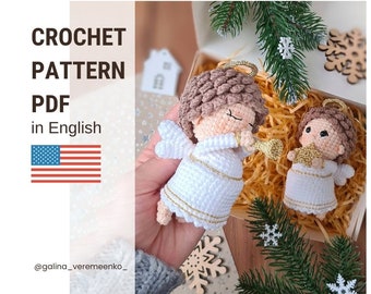 Crochet angel, Crochet pattern, Little angel, Christmas angel, Christmas tree decorations, Crochet Christmas. Christmas decorations