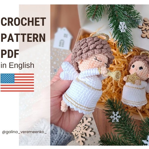 Ange au crochet, Patron au crochet, Petit ange, Ange de Noël, Décorations de sapin de Noël, Noël au crochet. décorations de Noël