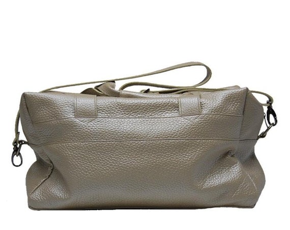 A Leather Duffel Weekender Bag