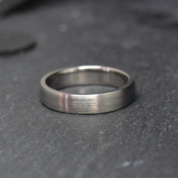 Mens Brushed Titanium Ring - Etsy