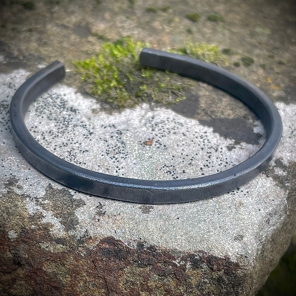 Hand Forged Oxidised Titanium Cuff Bracelet for Men or Women, Gift for him, Gift for her