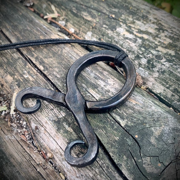 Hand Forged Steel Viking Troll Cross Pendant, Gifts for Him, Gifts for Her