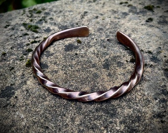 Hand Forged Solid Bronze Densely Twisted Viking Arm Ring, Cuff Bracelet, Mens or Womens Cuff Bracelet, Gift For Him, Gift For Her