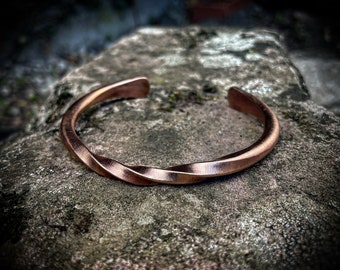 Hand Forged Solid Bronze and Silver Twisted Viking Arm Ring, Cuff Bracelet, Mens or Womens Cuff Bracelet, Gift For Him, Gift For Her