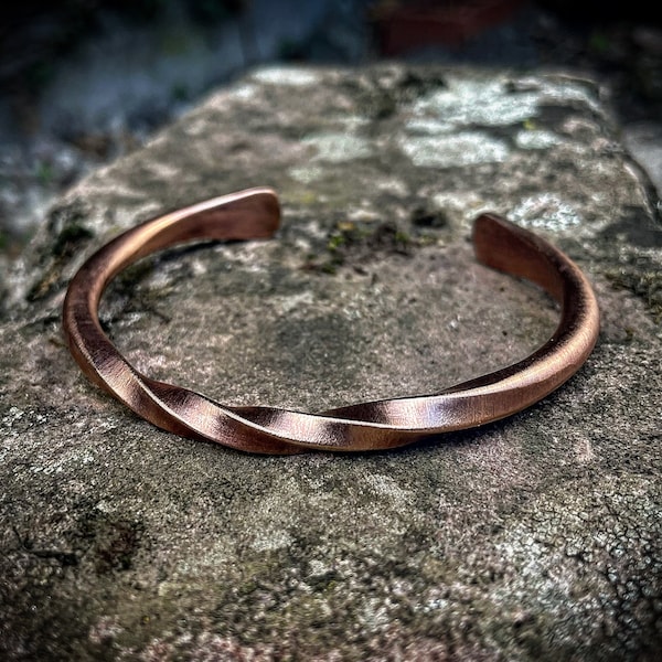 Hand Forged Solid Bronze and Silver Twisted Viking Arm Ring, Cuff Bracelet, Mens or Womens Cuff Bracelet, Gift For Him, Gift For Her