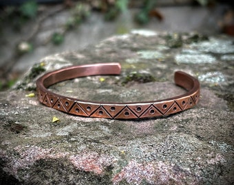 Copper or Bronze Tribal Cuff Bracelet, Men’s or Womens Copper Cuff Bracelet, Gift for him, Gift for her