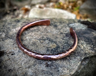 Forged Solid Bronze, Copper or Fine Silver Hammered Viking Arm Ring, Cuff Bracelet, Mens or Womens Cuff Bracelet, Gift For Him, Gift For Her