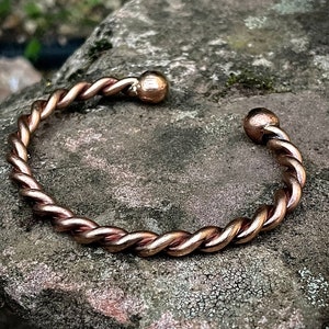 Twisted Viking Celtic Solid Bronze Wrist Torc, Men’s or Womens Copper Cuff Bracelet, Gift for him, Gift for her