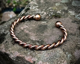 Twisted Viking Celtic Solid Bronze Wrist Torc, Men’s or Womens Copper Cuff Bracelet, Gift for him, Gift for her