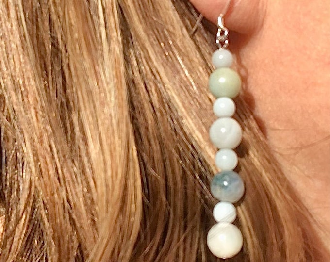 Blue Amazonite Earrings - 2 inch