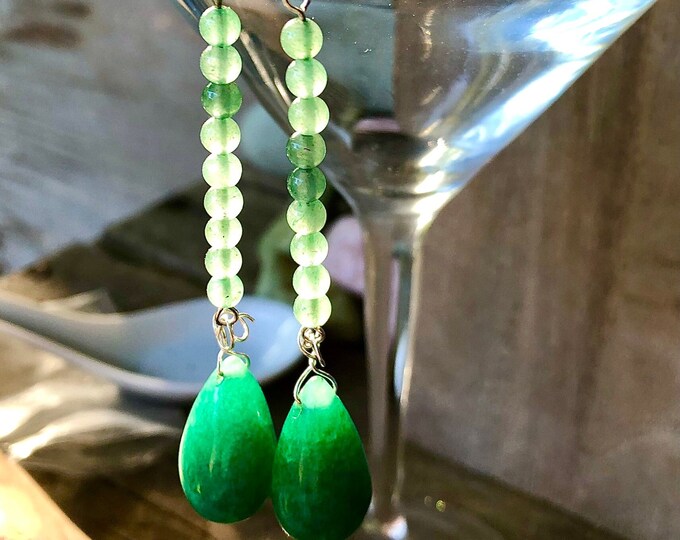 Emerald Green Agate & Aventurine Earrings