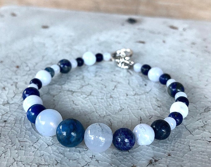 Blue Lace Agate & Lapis Lazuli Bracelet - 8 inch*