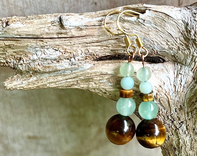 Tiger Eye & Aventurine  Earrings