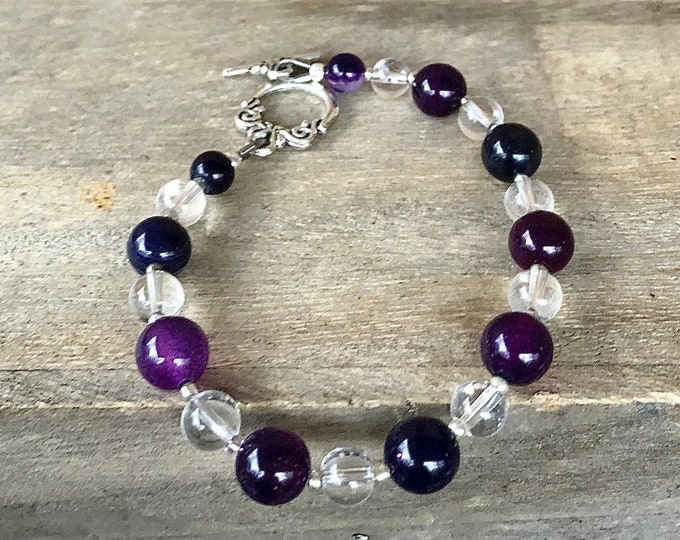 Purple Stripes Agate Bracelet - 8 inch*