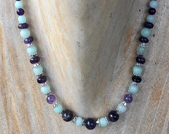Blue Amazonite & Purple Amethyst Necklace