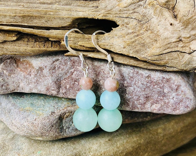 Natural Blue Amazonite Earrings