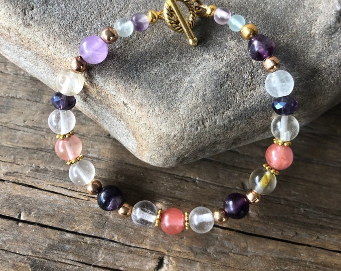 Multi-Shade Fluorite Bracelet - 8 inch*