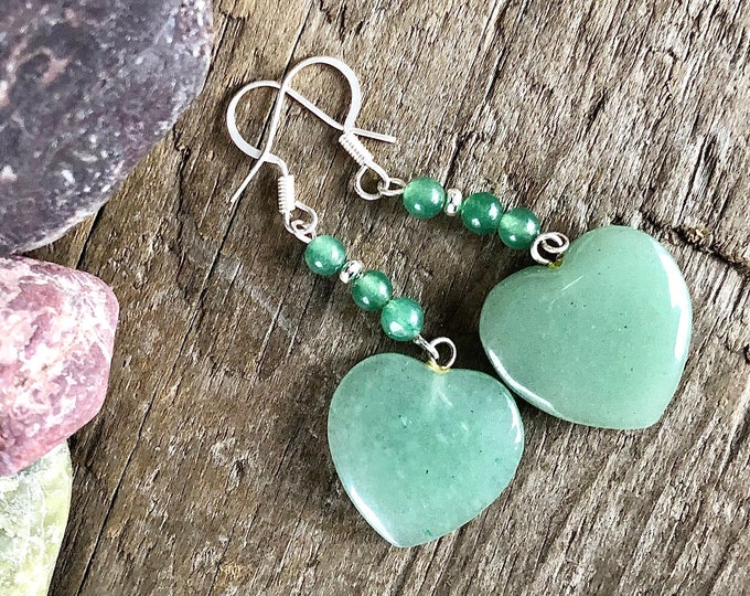 Green Aventurine Heart Earrings